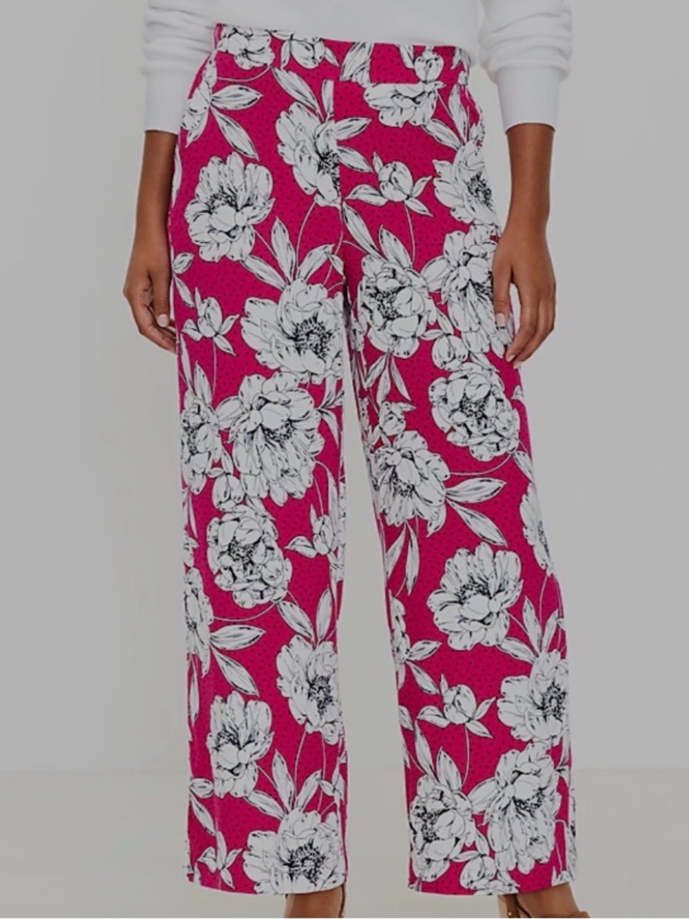 🩷 Loft 🩷 Like New 🩷 Fluid Wide Leg Pant in Peony Garden 🩷 Small 🩷